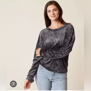 FREE PEOPLE Nora Jane Crushed Velvet Long Sleeve Top